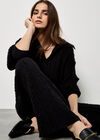 Twisted Cable Knit Wide Leg Trousers, Black, large
