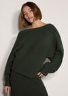 Ribbed Knit Batwing Jumper, Green, large