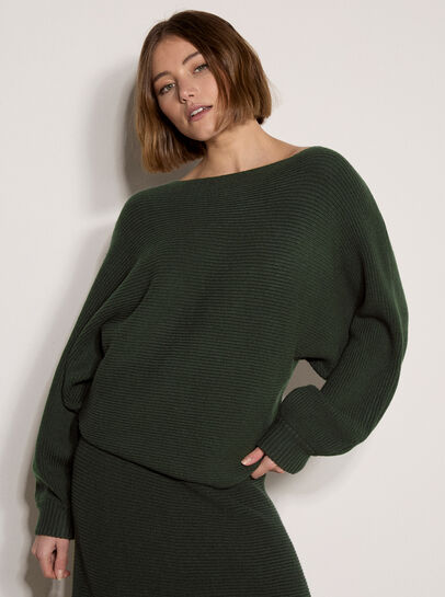 Ribbed Knit Batwing Jumper
