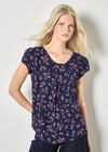 Ditsy Floral Lightweight Top, Navy, large
