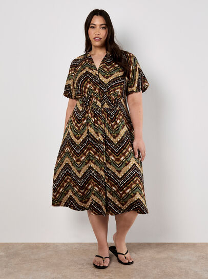 Tie Dye Chevron Billow Dress