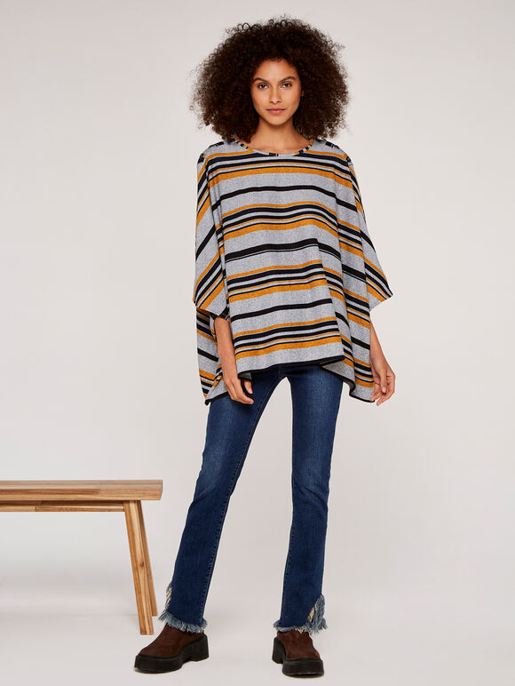 Striped Poncho Top, Mustard, large