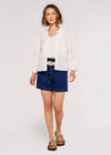 Embroidered Volume Sleeve Top, Cream, large