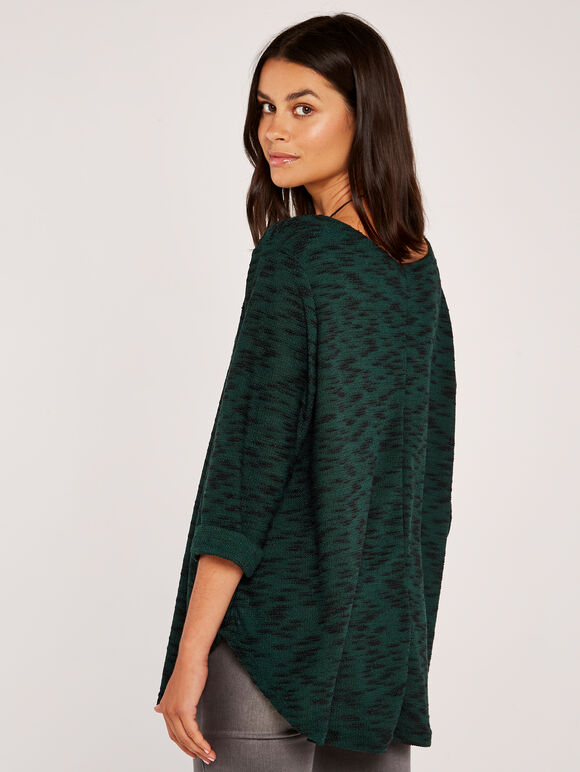 Necklace Slub Long Sleeve Top, Green, large