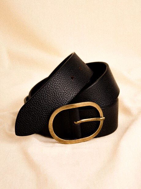 Leather Gold Buckle Belt