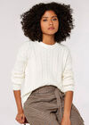 Aran Cable Knit Jumper , Cream, large
