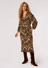 Chevron Shirt Midi Dress, Brown, large