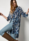 Paintbrush Floral Tunic Shirt, Navy, large