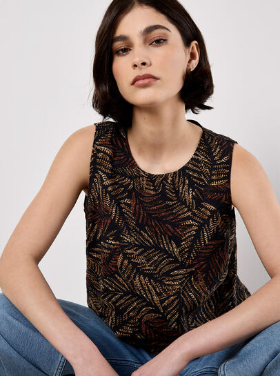 Batik Leaf Print Vest Top