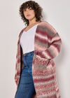 Curve Ombre Chunky Knit Cardigan, Burgundy, large