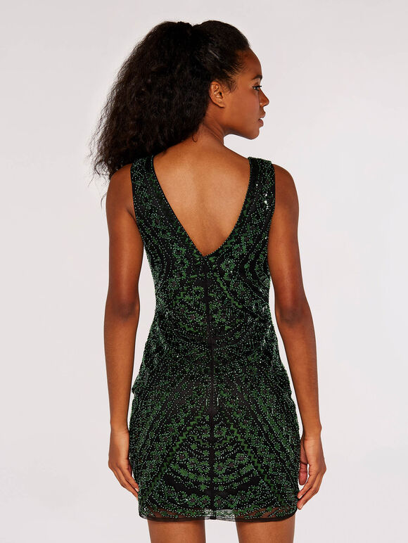 Sequin  Bodycon Mini Dress, Green, large