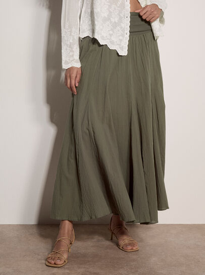 Jersey Waistband Cotton Midaxi Skirt