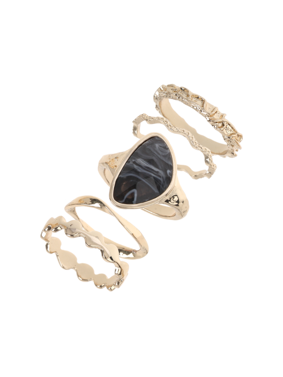 Stone Ring Multi Pack, Gold, large