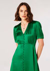 Robe midi boutonnée en satin, Vert, grand