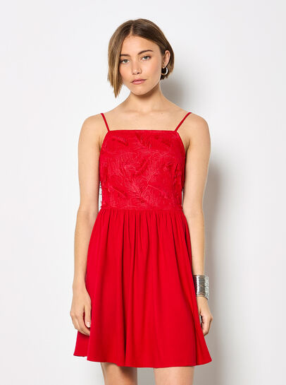 Eyelash Embroidered Cami Mini Dress