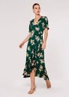 Floral Wrap Midi Dress, Green, large
