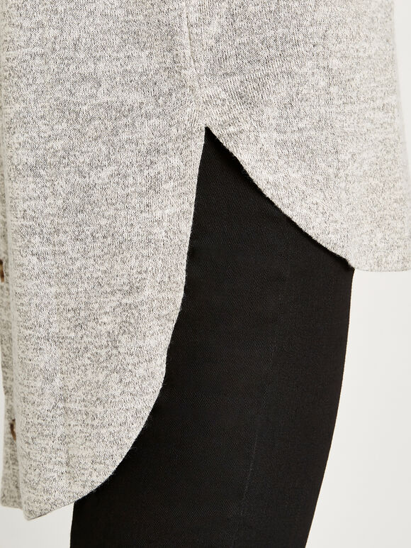 Melange Button Back Jumper, Stone, large