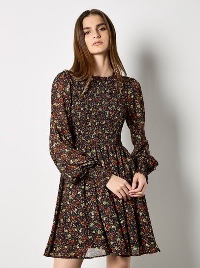 Ditsy Floral Smocked Mini Dress