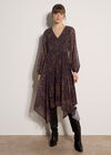 Leopard Print Chiffon Midi Dress, Brown, large