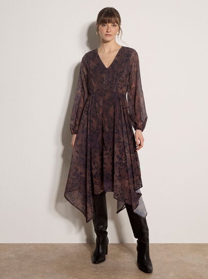 Leopard Print Chiffon Midi Dress