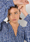 Batik Print Tiered Mini Dress, Navy, large