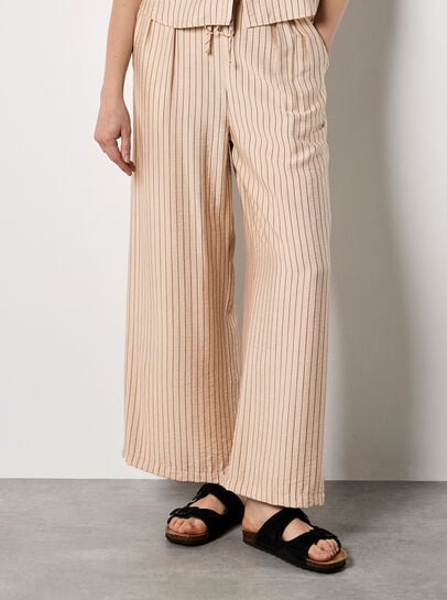 Pinstripe Wide-Leg Trousers