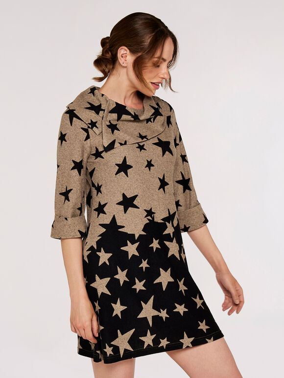 Gradient Stars Border Dress, Stone, large