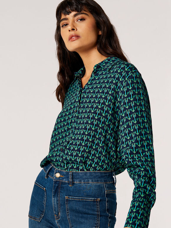 Geometric Diamond Shirt, Navy, large