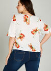 Kimono Sleeve Scattered Flower Top +, Orange, large