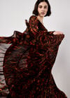 Ikat Chiffon Tiered Maxi Dress, Burgundy, large