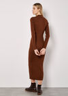 Ribbed Knit Midi Dress, Rust, large