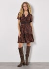 Ditsy Floral Smocked Mini Dress, Orange, large