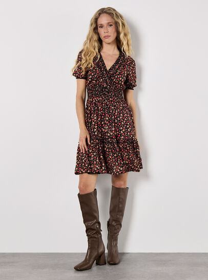 Ditsy Floral Smocked Mini Dress