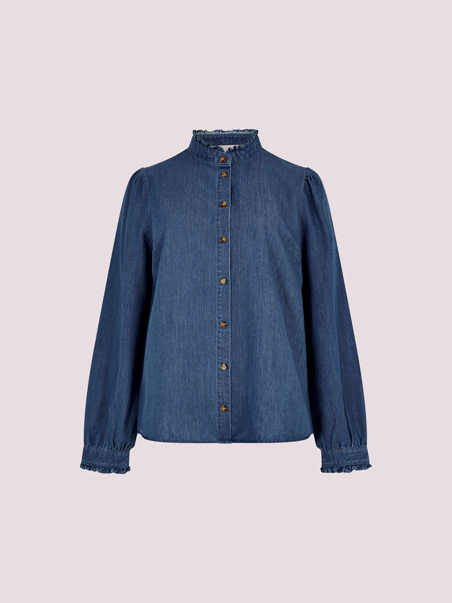 Ruffle Detail Denim Shirt