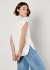 Zip Front Patch Pocket Top, Cream, large