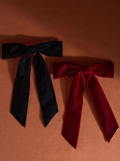 Velvet Bow Hair Clips, Pack Of 2