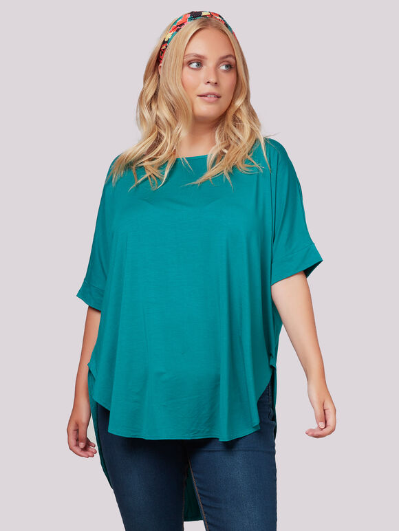 Curve Rounded Hem Top, Green, large