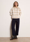 Argyle Zip Cardigan, Cream, large
