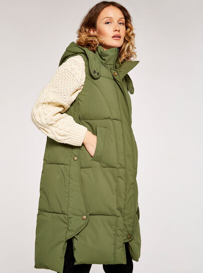 Button Longline Puffer Gilet