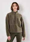 Zip Down Premium Fleece Jumper, Khaki, large