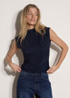 Ruched Shimmer Top, Navy, large
