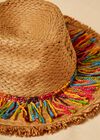 Fringed Straw Mexico Hat, Stone, large