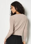 Ribbed Knit Scalloped Cardigan, Stone, large