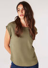 T-Shirt mit Knopfleiste hinten, Khaki, groß