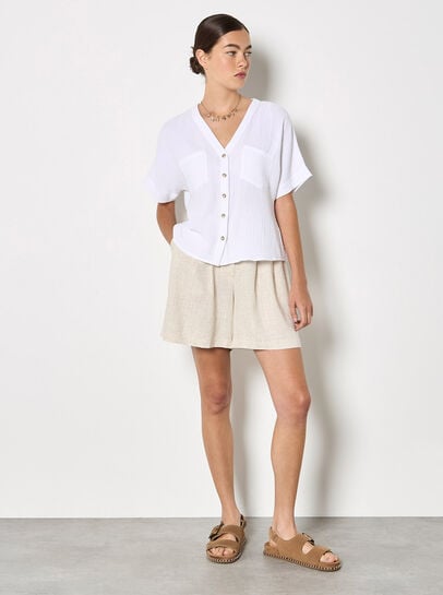 Textured V-Neck Blouse