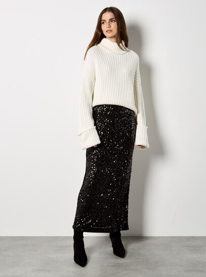 Sequin Mesh Maxi Skirt