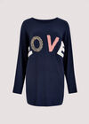 Sequin Love Jumper, Navy, large