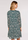 Floral Babydoll Mini Dress, Green, large