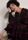 Floral Crepe Midi Dress, Burgundy, large