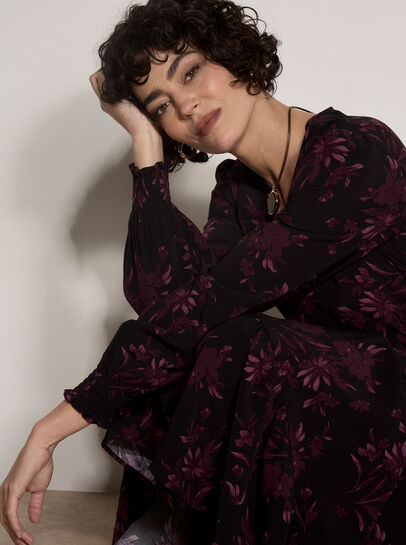 Floral Crepe Midi Dress